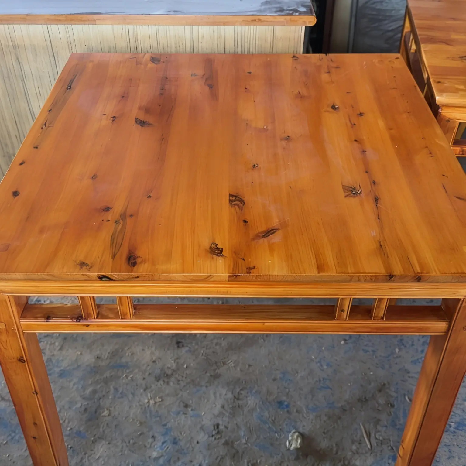 新中式雕花款香柏木四方桌餐桌家用饭桌农村老式风格