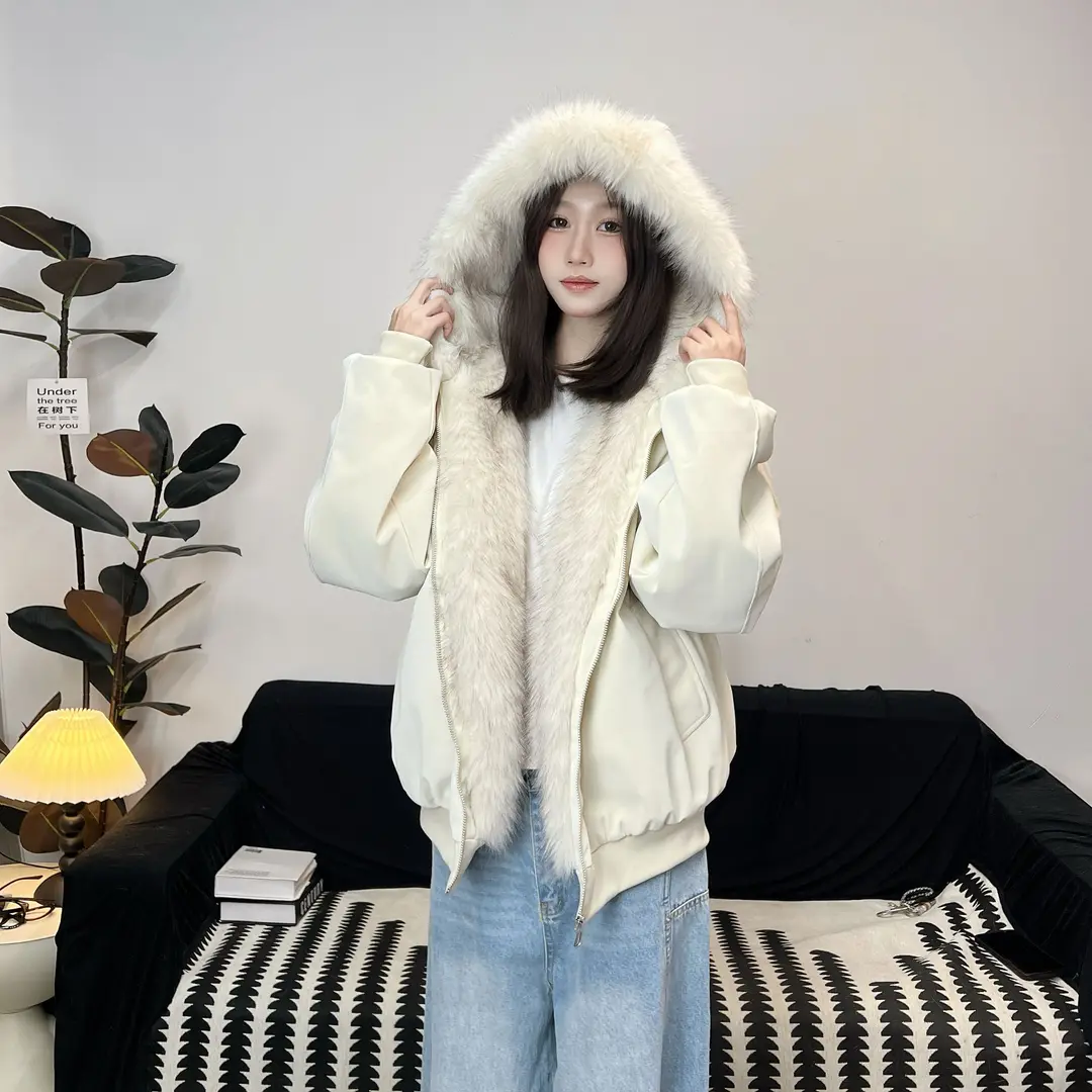 冬装新款连帽PU皮座山雕棉服男女同款加厚加绒保暖情侣装棉衣外套