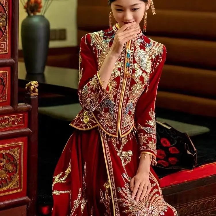 新款中式秀禾服婚服新娘结婚敬酒服出阁服高级感