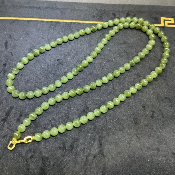 天然和田玉108项链温润百搭绿色长链