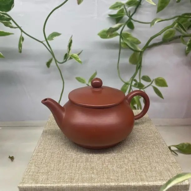 潮州原矿朱泥小容量半手工水平壶红泥紫砂壶章永盛明炉壶120毫升