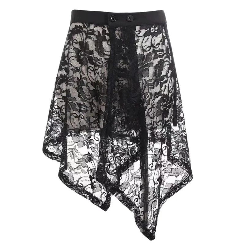 韩版黑色白色蕾丝不规则下摆广场舞四季百搭屁帘半身裙时尚遮臀商品图