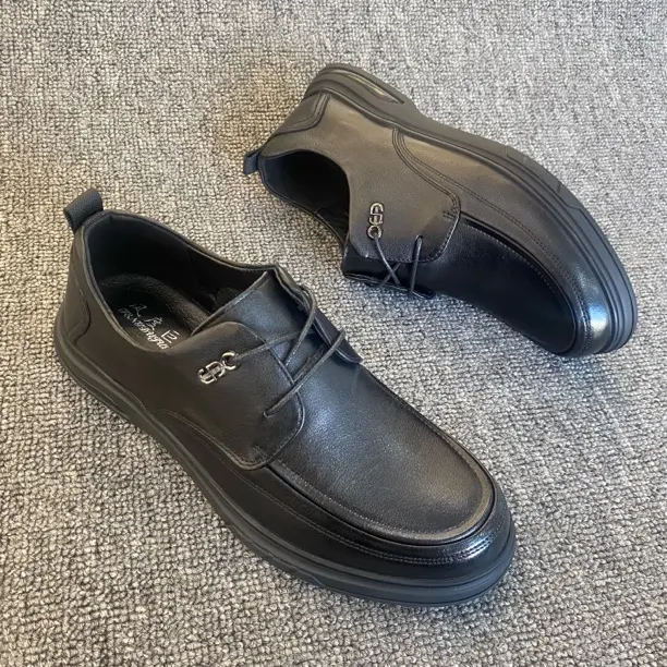 男士头层牛皮商务百搭透气舒适软底休闲皮鞋时尚潮流