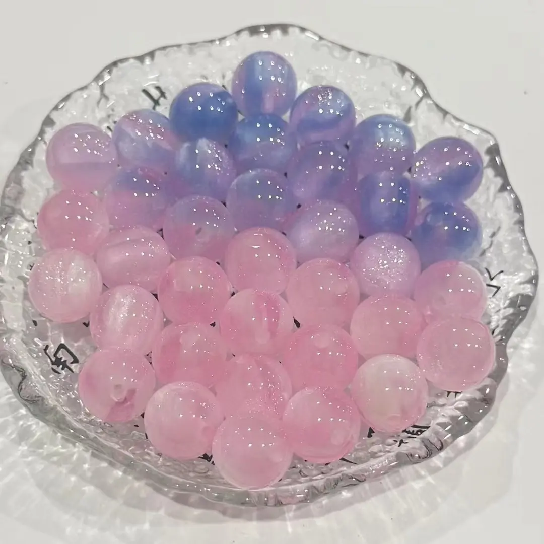 【3代】星空细闪树脂珠渐变双色圆珠手工diy手链项链手串散珠配件