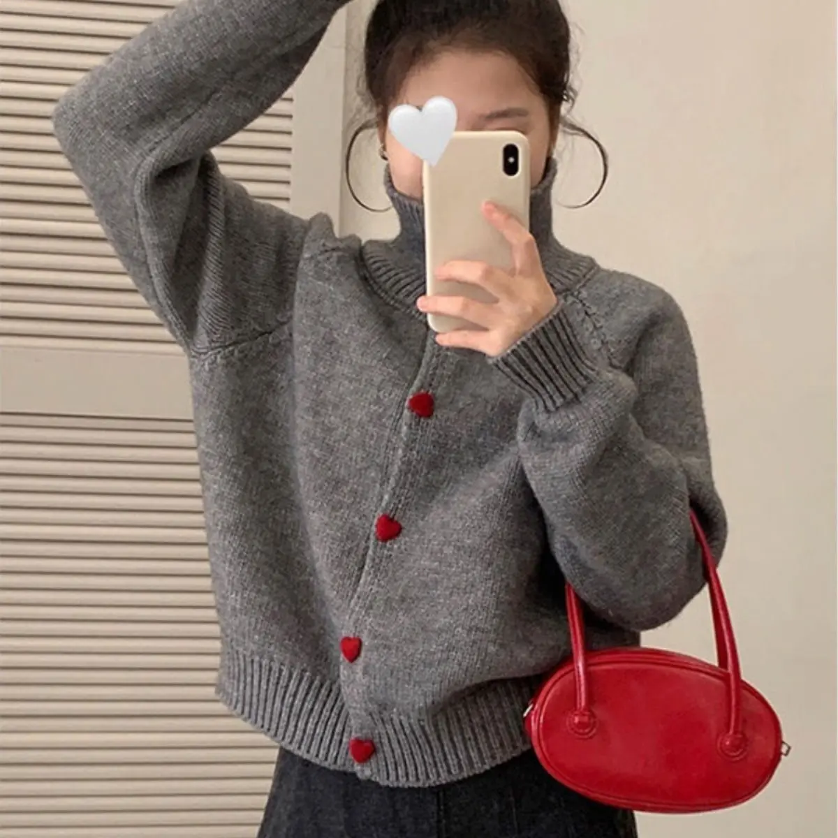 【非主图】针织翻领拼接常规女圆领毛针织衫上衣洋气针织衫复古