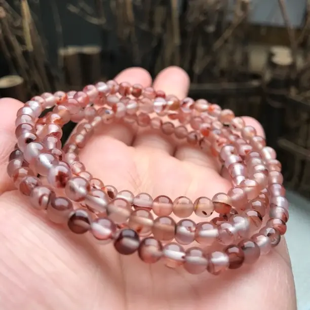 冰飘花南红川料原矿无优化四圈圆珠气质多圈长链时尚百搭