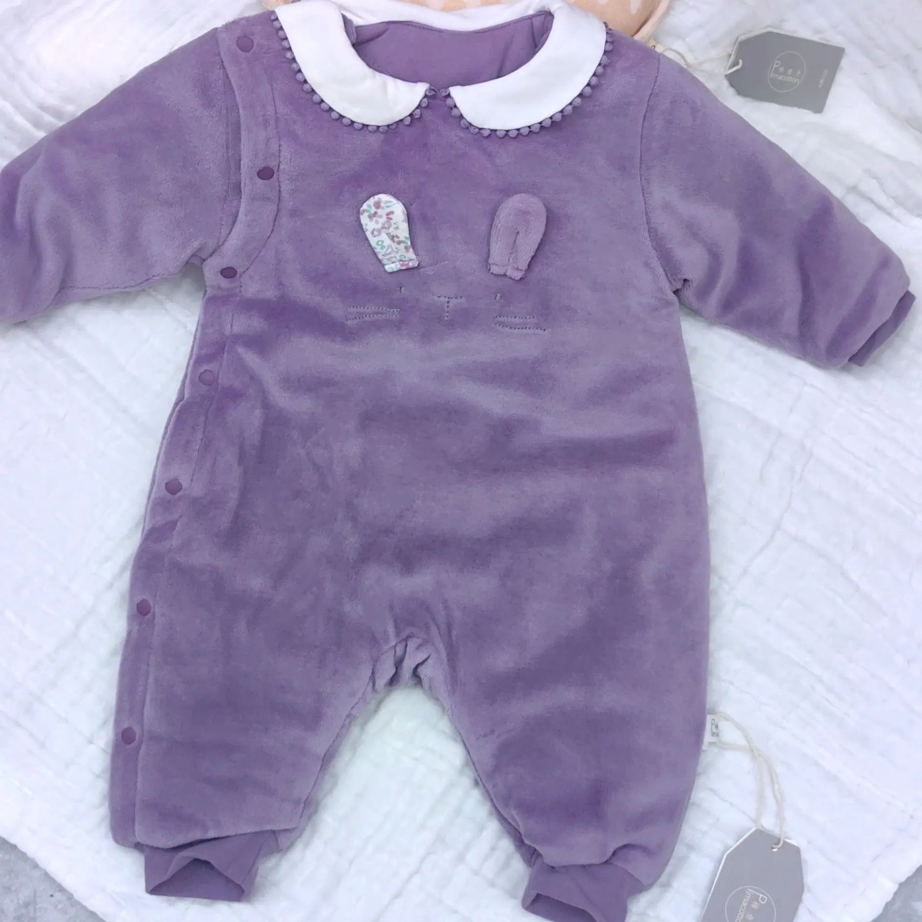 婴儿冬季加厚夹棉保暖连体爬服宝宝外出服