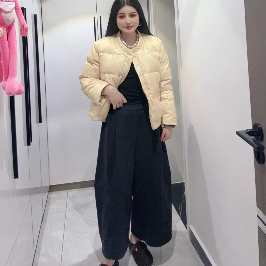 冬季灰色弯刀阔腿裤女百搭