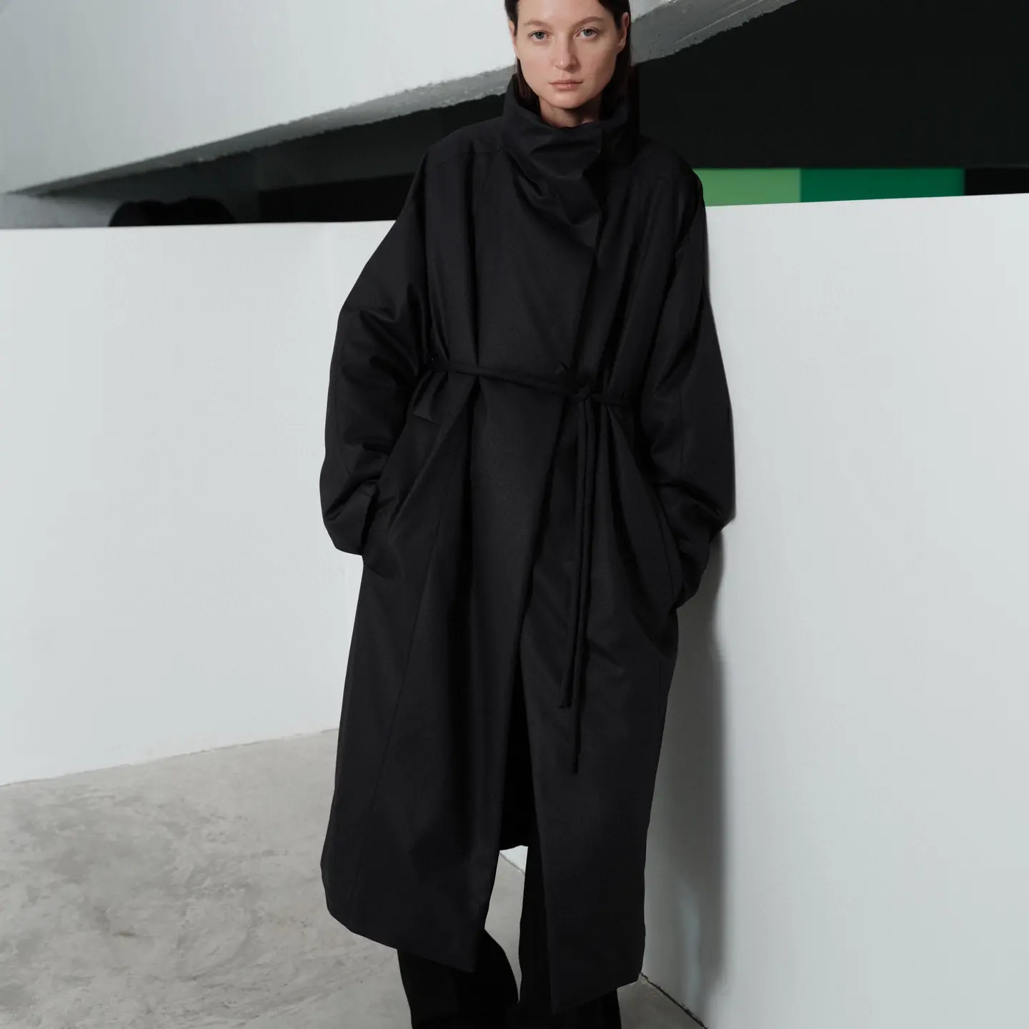 【三上买手店】SHANG1经典复古高领系带长款鹅绒服保暖外套女