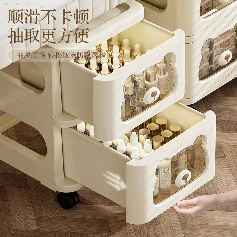 抽屉式收纳柜客厅玩具零食移动置物架多层宝宝衣服储物柜子--xzt