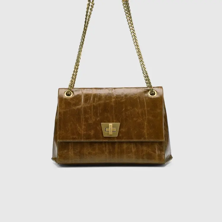 红谷HONGU魅影2复古风简约锁扣单肩通勤百搭链条腋下包女士轻奢包