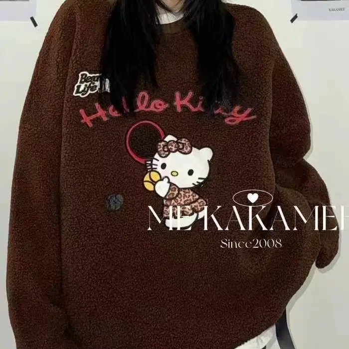 【大萍子家】咖色套头加绒长袖宽松韩版卫衣3108