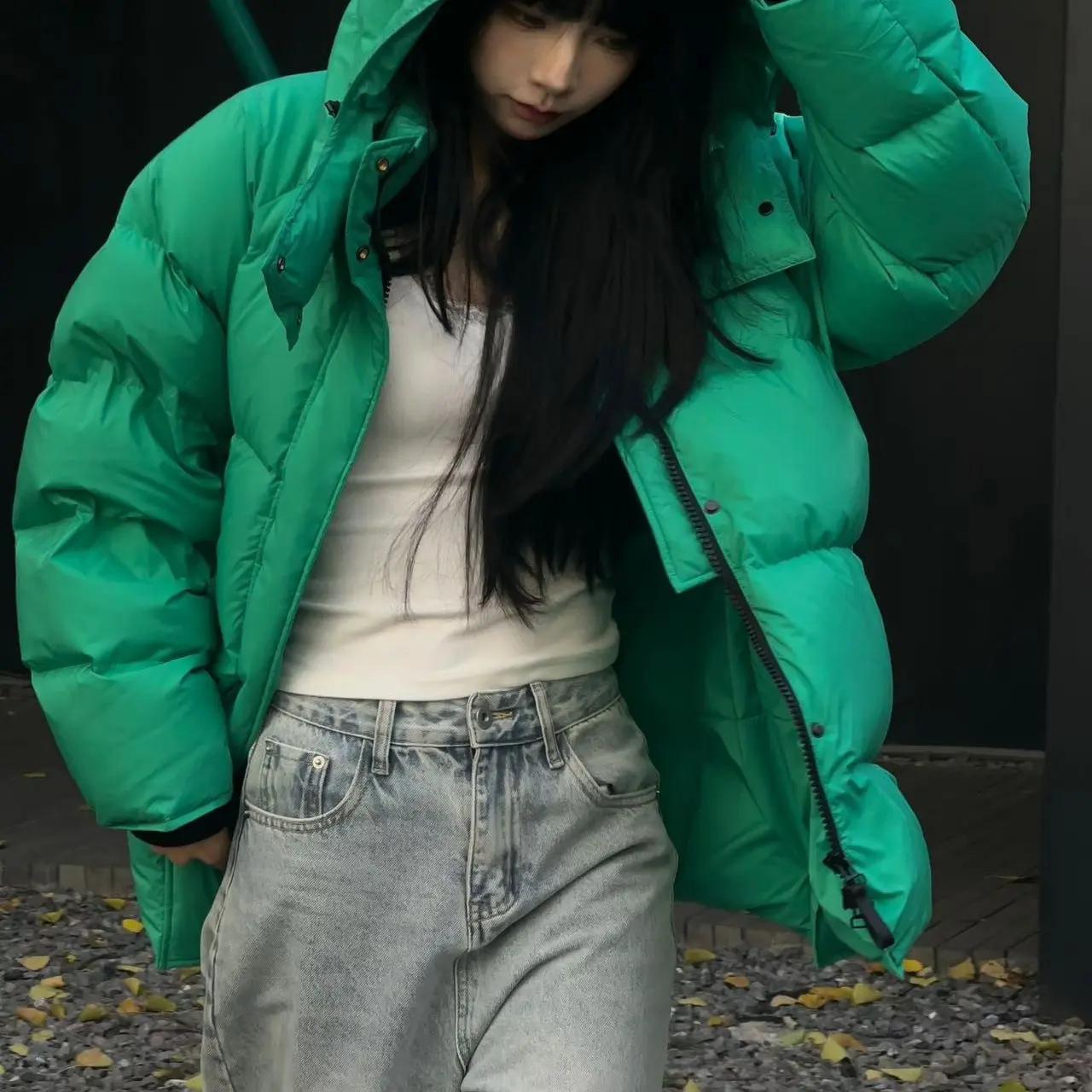 冬季新款短款连帽加厚外套