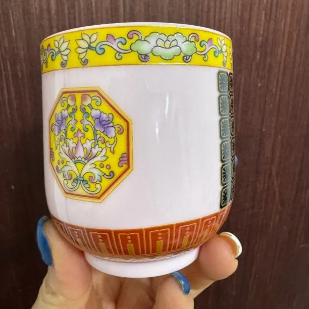 陶瓷珐琅彩花纹高档品茗家用茶杯