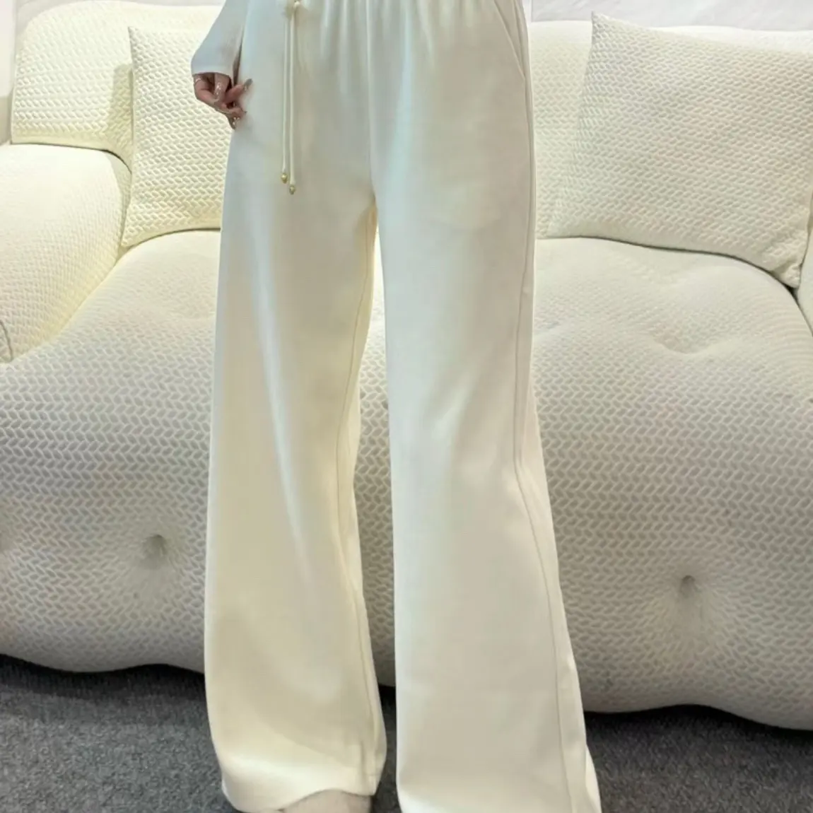 秋冬季2025新款新中式休闲裤女宽松直筒长裤国风气质显瘦裤子