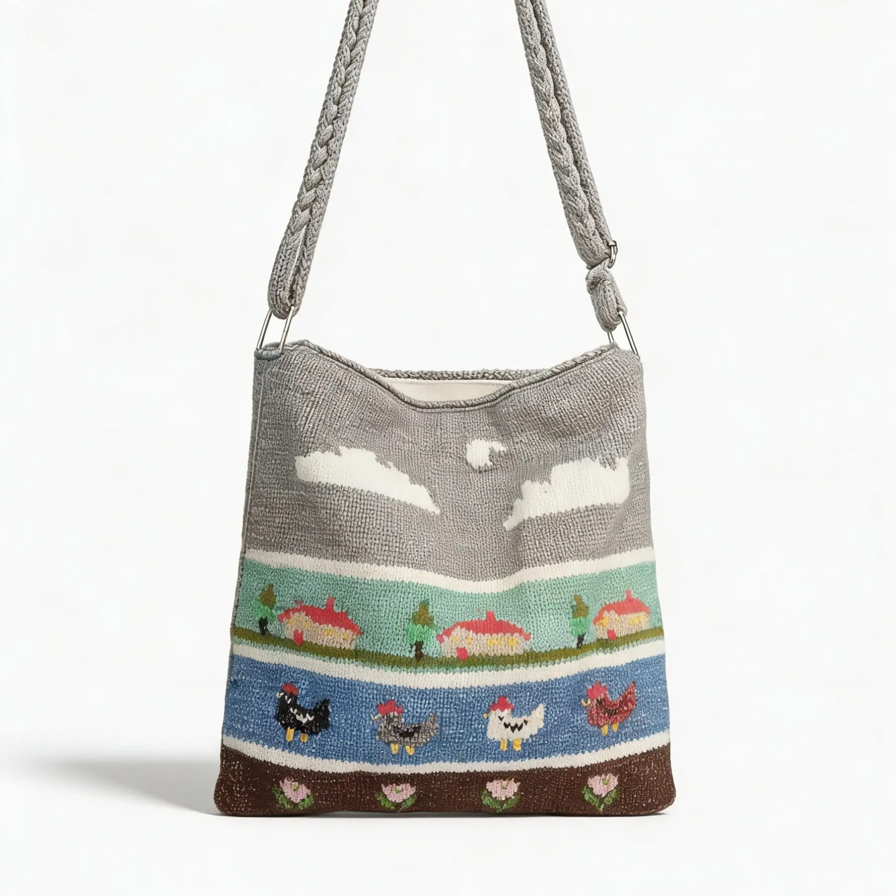 民族风单肩包女大容量流行斜跨新款小众设计时尚百搭手工DIY包