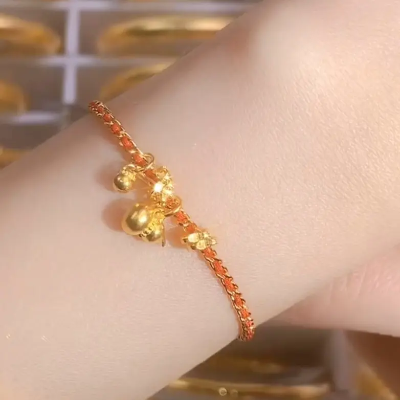 足金999红绳葫芦复古手链时尚百搭6.09g 工费78/克