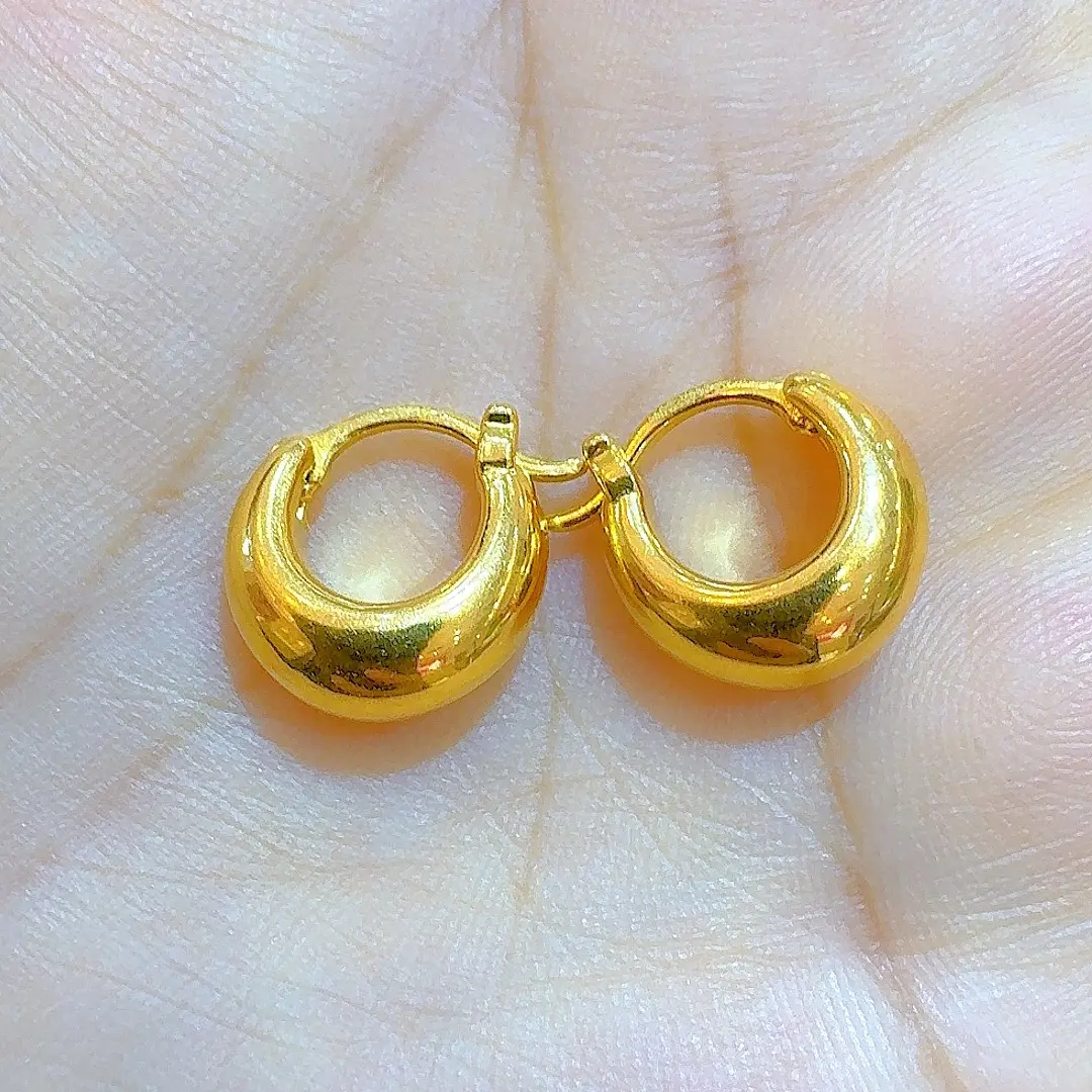 足金金坨坨光面耳扣