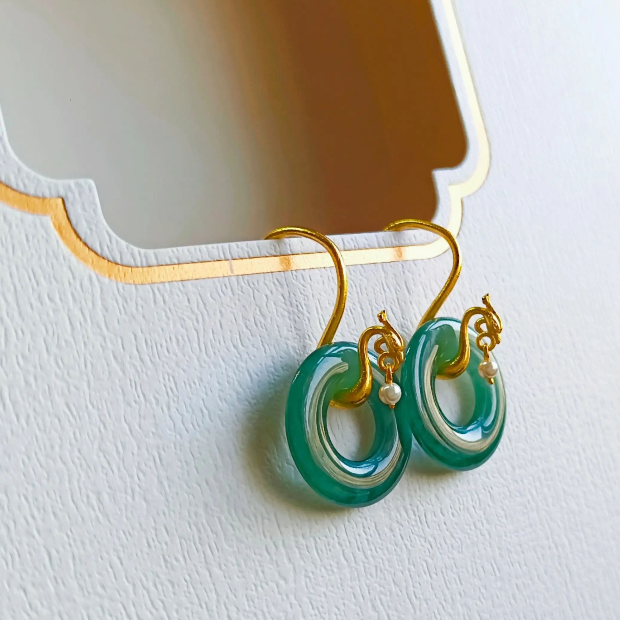 非金属仿珍珠耳饰 【沐珠】蓝双面大水滴女士高级感耳坠凤衔珠