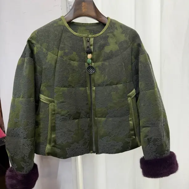 新中式国风重工提花鹅绒服时尚保暖短款鹅绒服