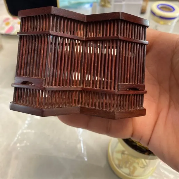 小叶紫檀鸣虫把玩笼双笼竹蛉扎嘴手工携带圆形椭圆饲养笼