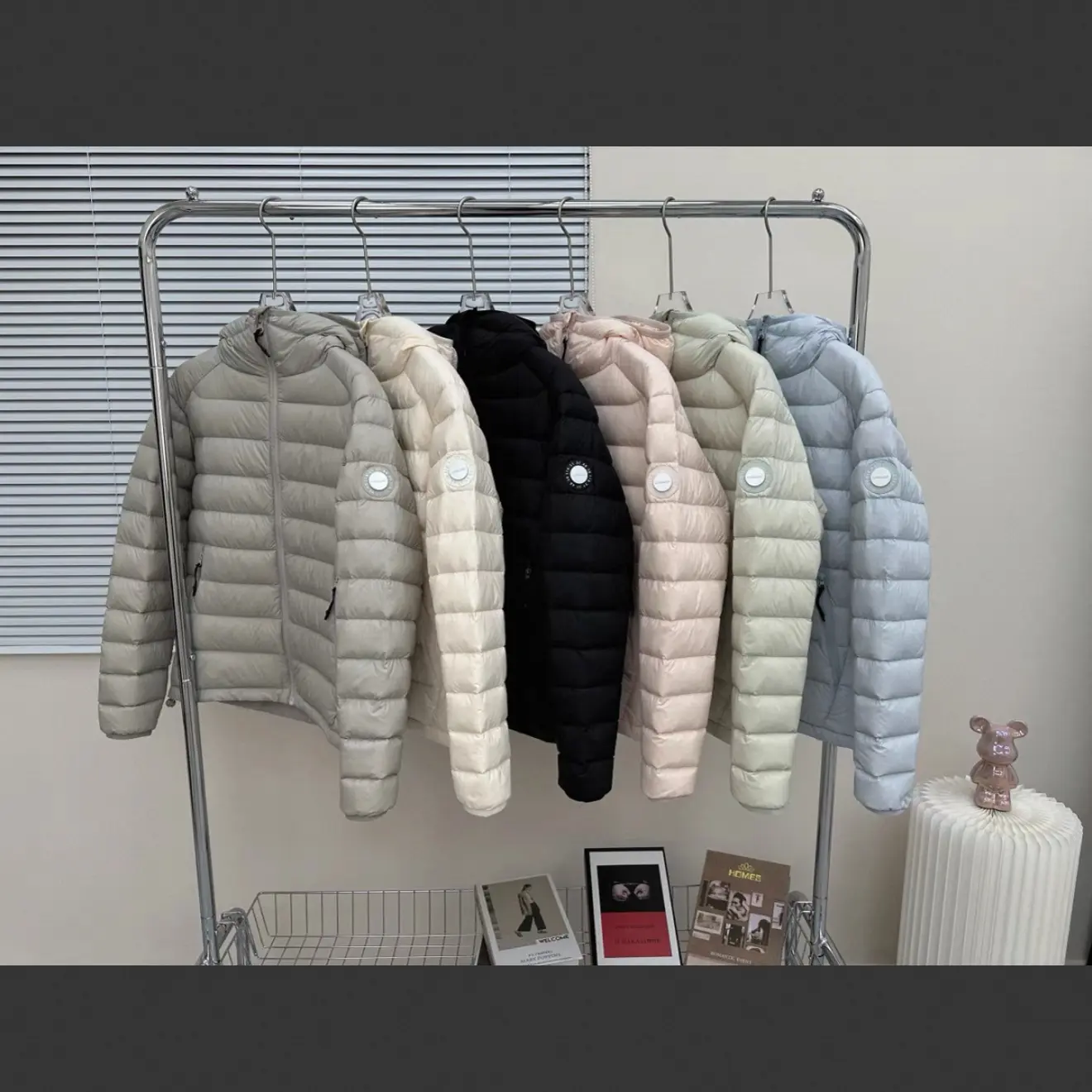 短款轻薄白鸭绒连帽排骨款羽绒服男女冬季户外内搭