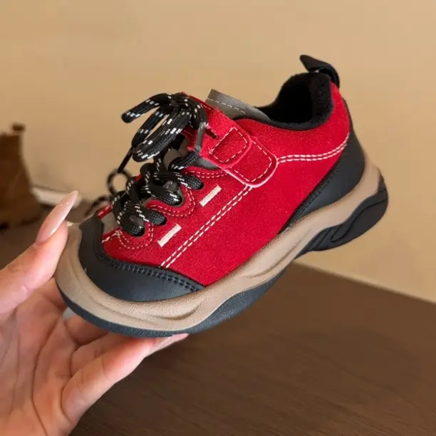 冬季新款儿童加绒加厚保暖防滑防踢软底户外登山鞋