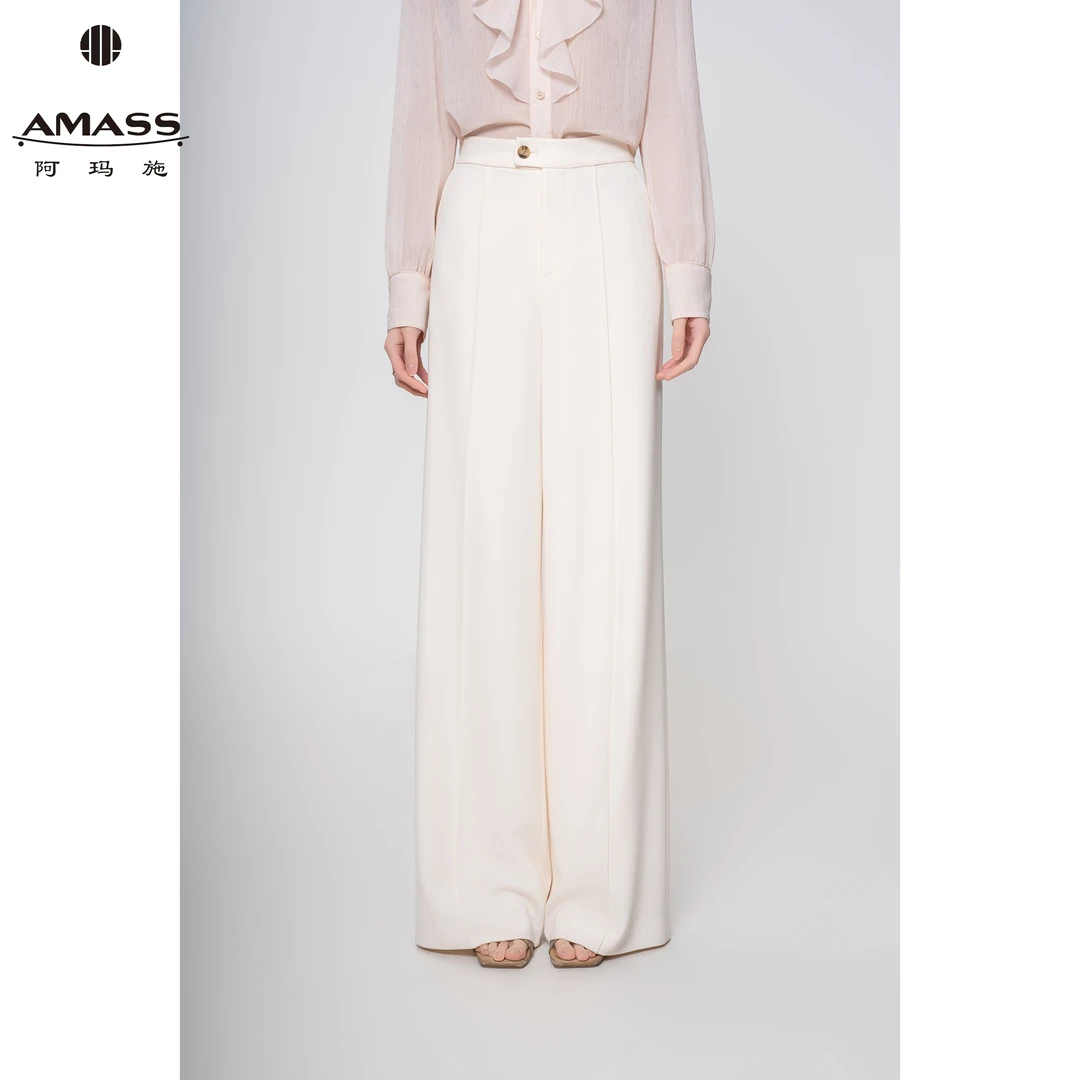AMASS/阿玛施新款显瘦气质法式高腰垂感阔腿王菲裤直筒西裤510050