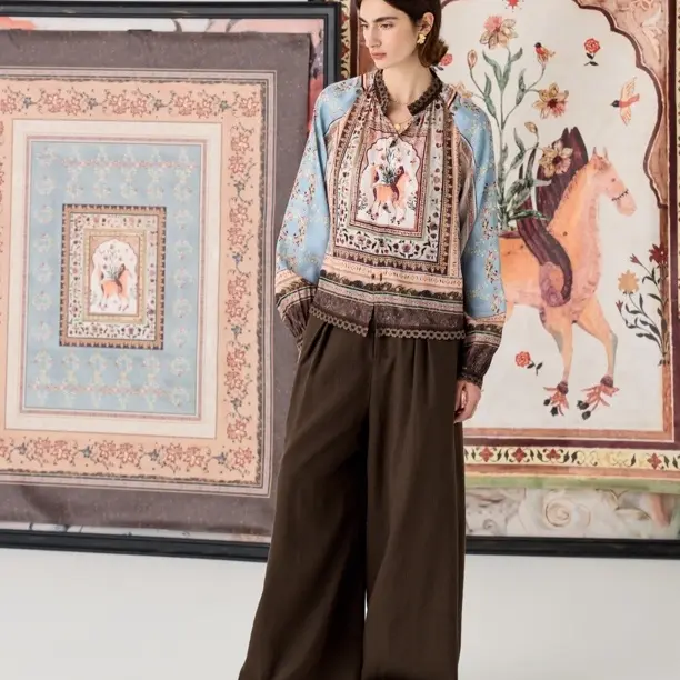 EN2025冬四季大码宽松型秋冬季衬衫女士碎花秋冬时尚休闲百搭