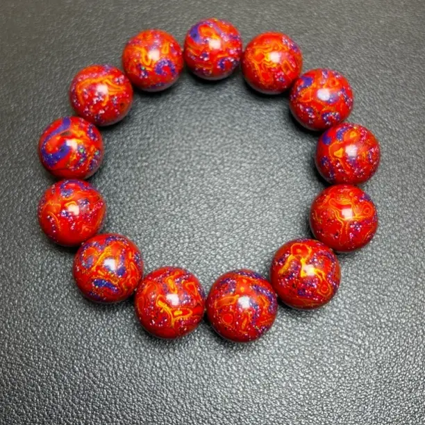 非遗文化传承规格1.5红色漆画大漆手串手链纯手工制作