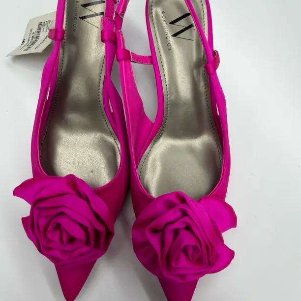 时尚玫瑰花朵尖头细跟后绊带夏季女高跟凉鞋新款百搭