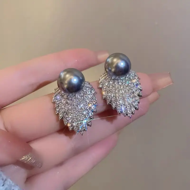 合金耳饰  c-334灰色耳饰耳钉小众高级感轻奢气质耳坠8071