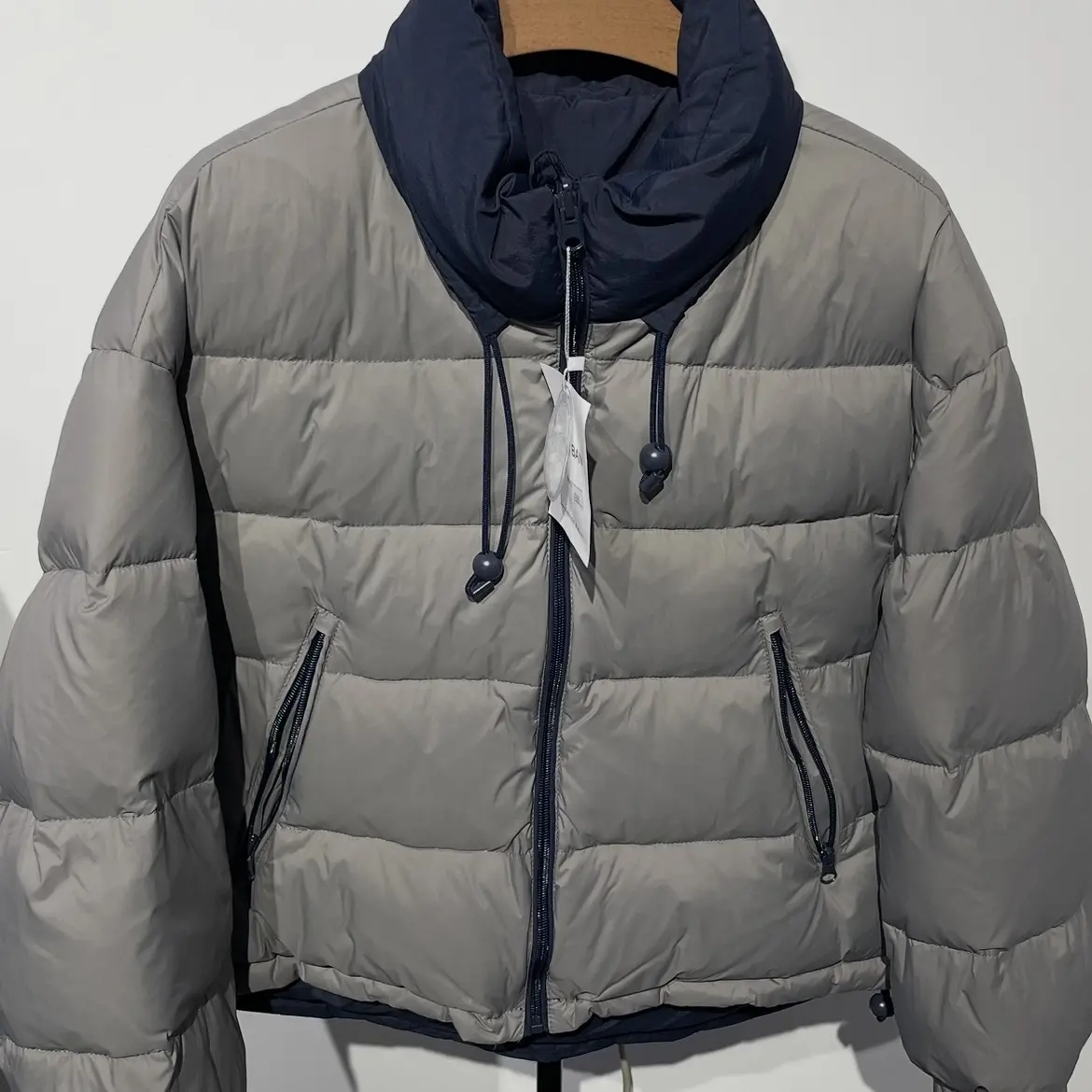 立领拼接短款双面穿白鸭绒外套冬季新款