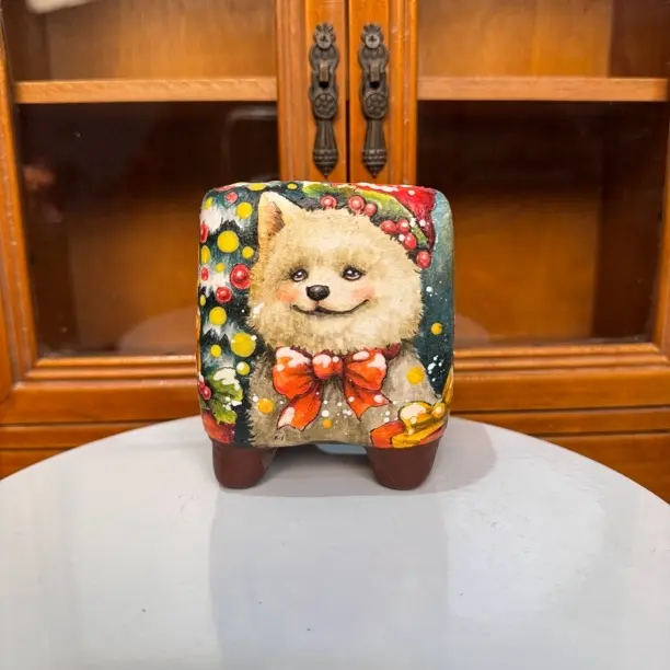 透气多肉植物手工釉烧手绘陶瓷花盆口径5外高9