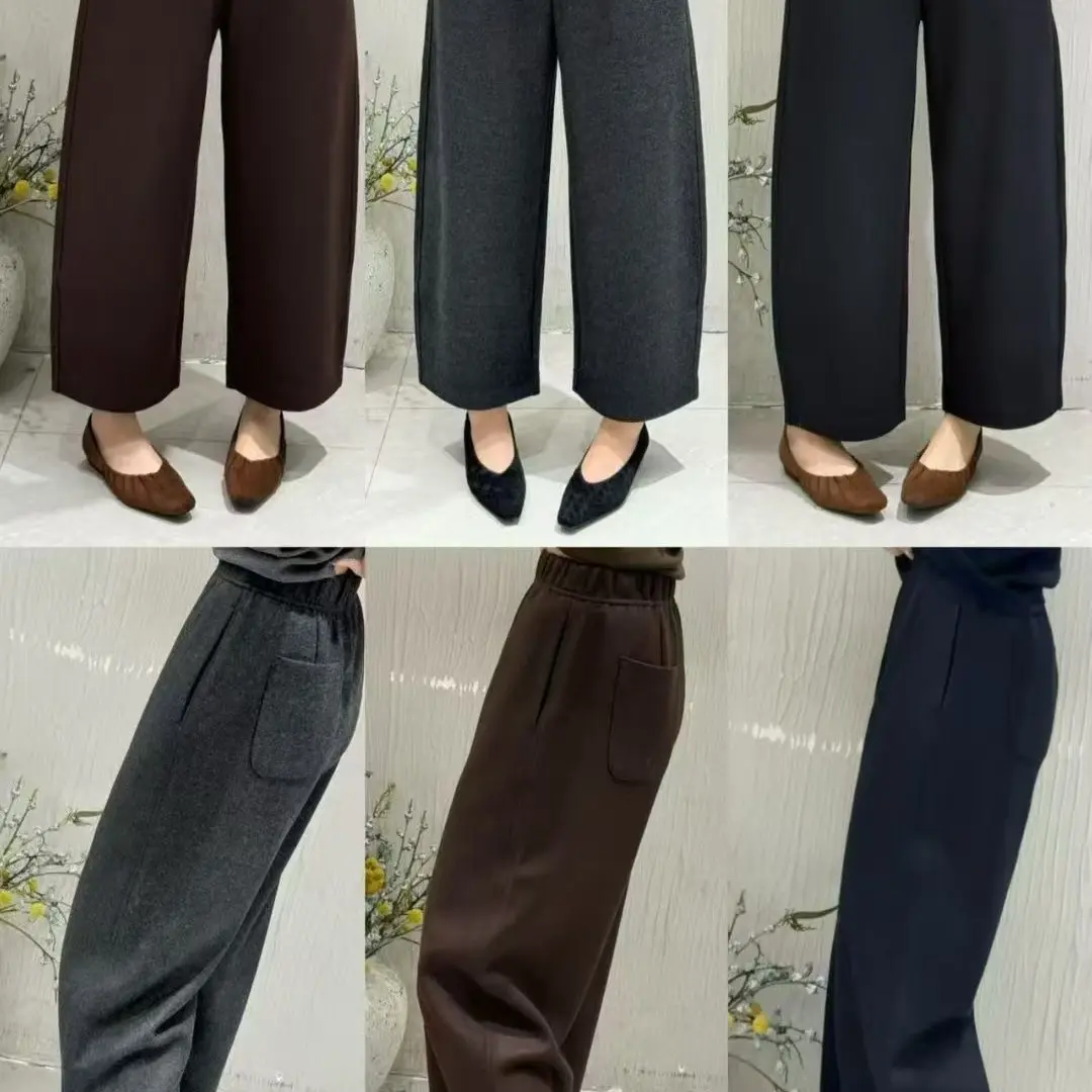 时尚百搭松紧腰九分阔腿裤舒适好打理显瘦