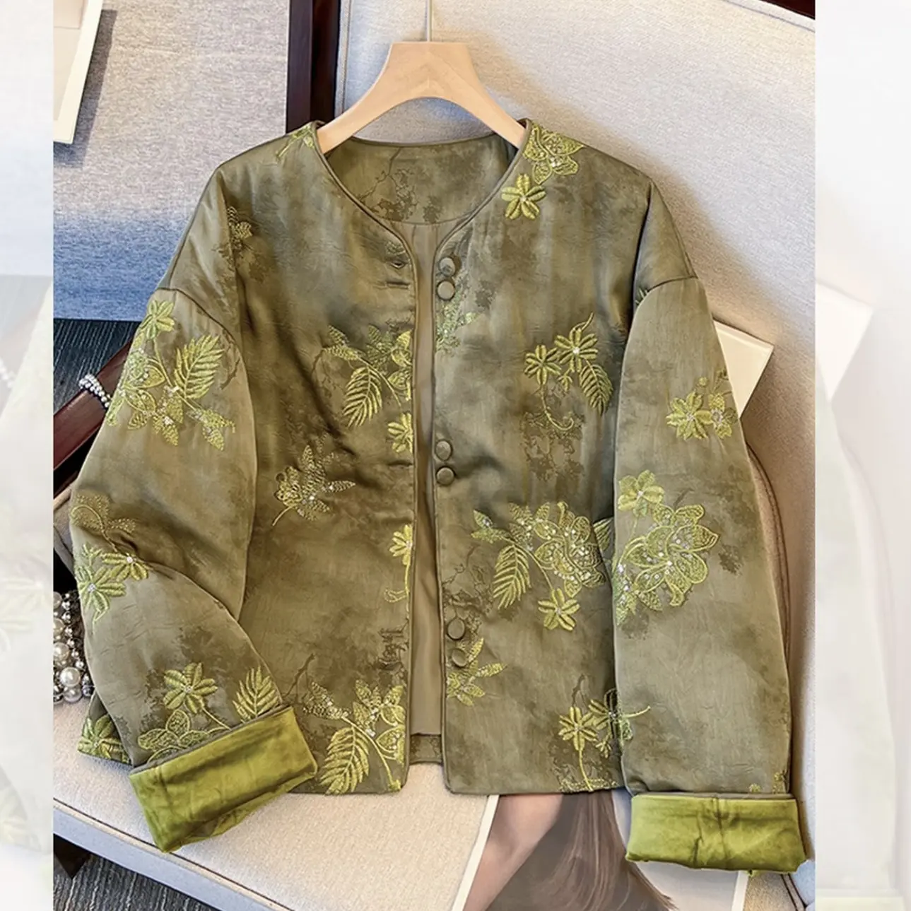 【妙女郎】新中式国风刺绣保暖冬季复古棉衣外套C7046