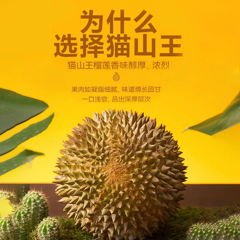 【顺丰快递】A级鲜榴莲D197老树猫山王马来西亚直飞不足3斤福利尝鲜