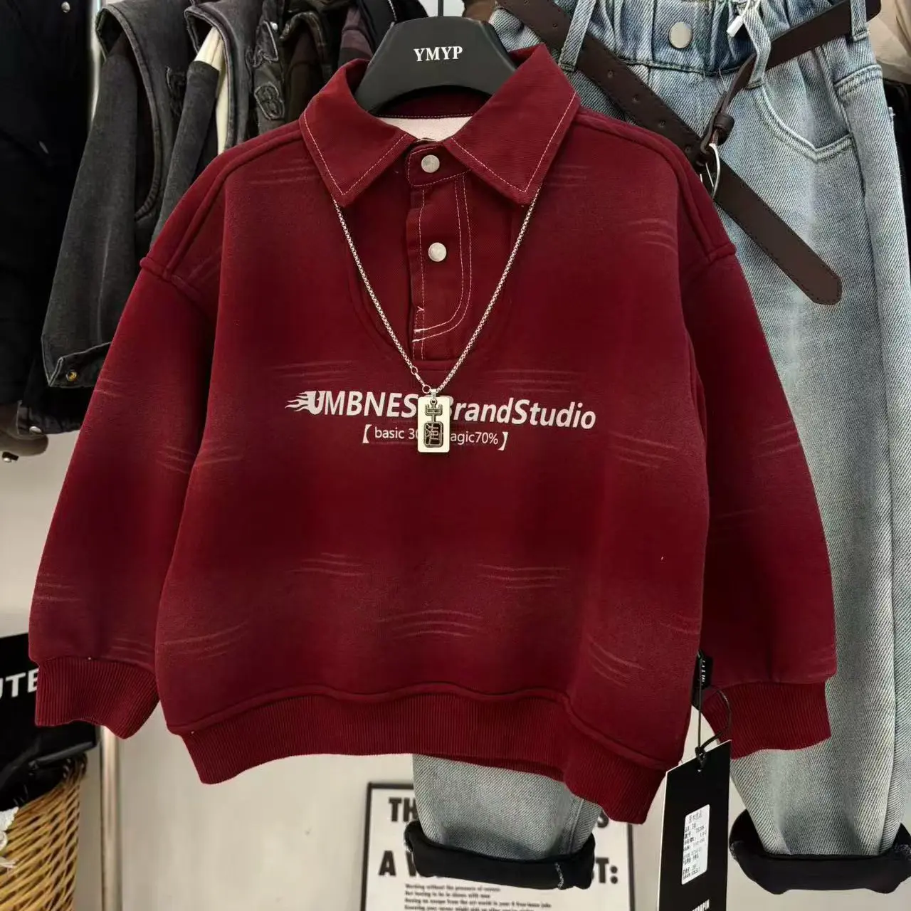 新款年货加绒卫衣休闲百搭男女童秋冬卫衣