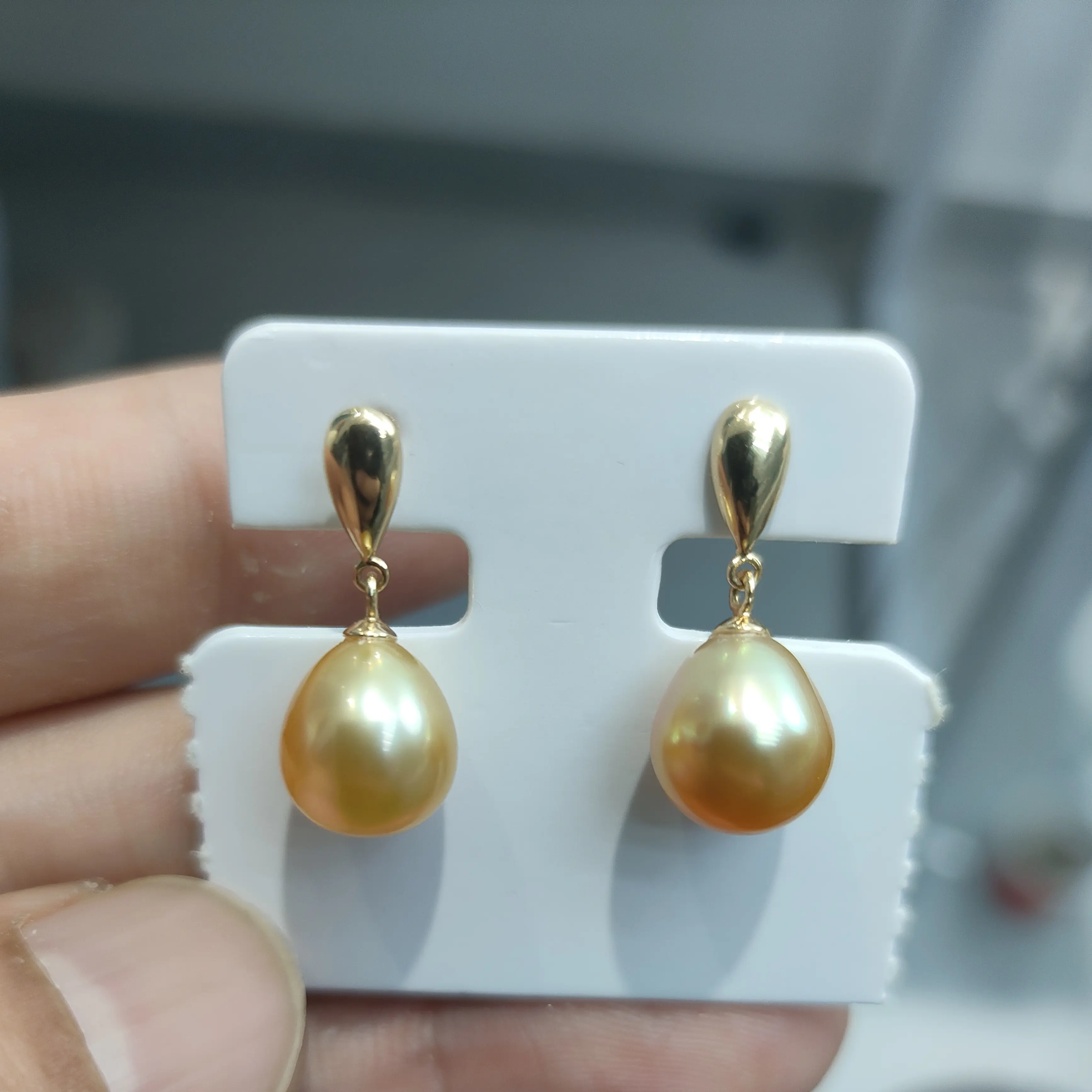 天然海水南洋金珠耳坠 