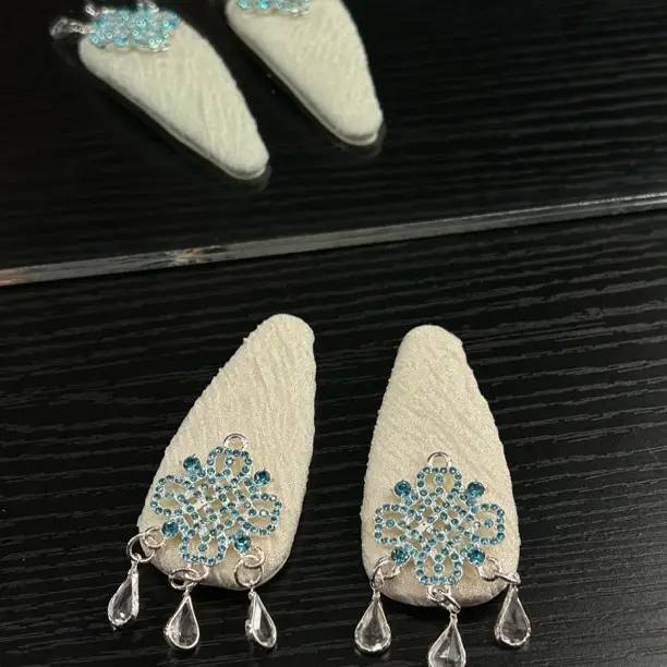 民族风白色雪花发夹女高级感秋冬头饰新款