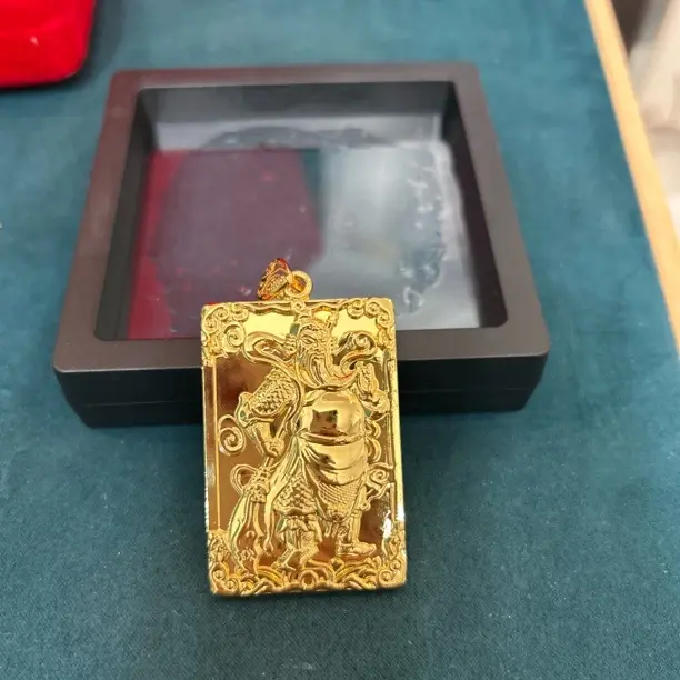 合金吊坠 高端【金色】 新款实心关公无事牌长5.5cm宽3.5cm重约40克