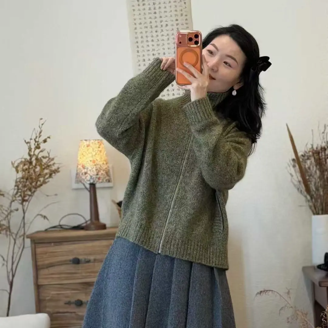 小镇姑娘秋冬羊毛显瘦百搭高腰百褶短裙