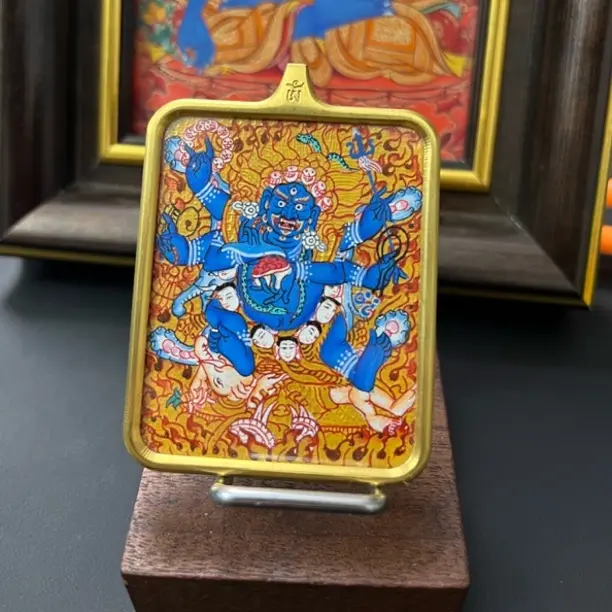 金唐六臂玛哈嘎拉大黑天手绘唐卡