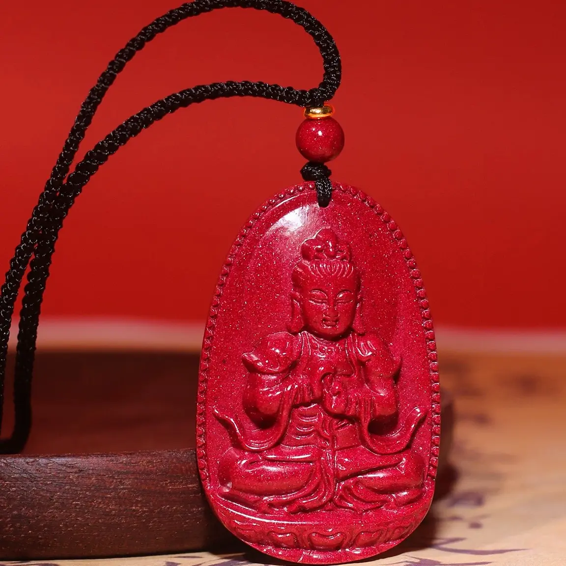 天然辰砂正品天然矿【红晶砂十二生肖本命佛】马年男女款挂件礼物