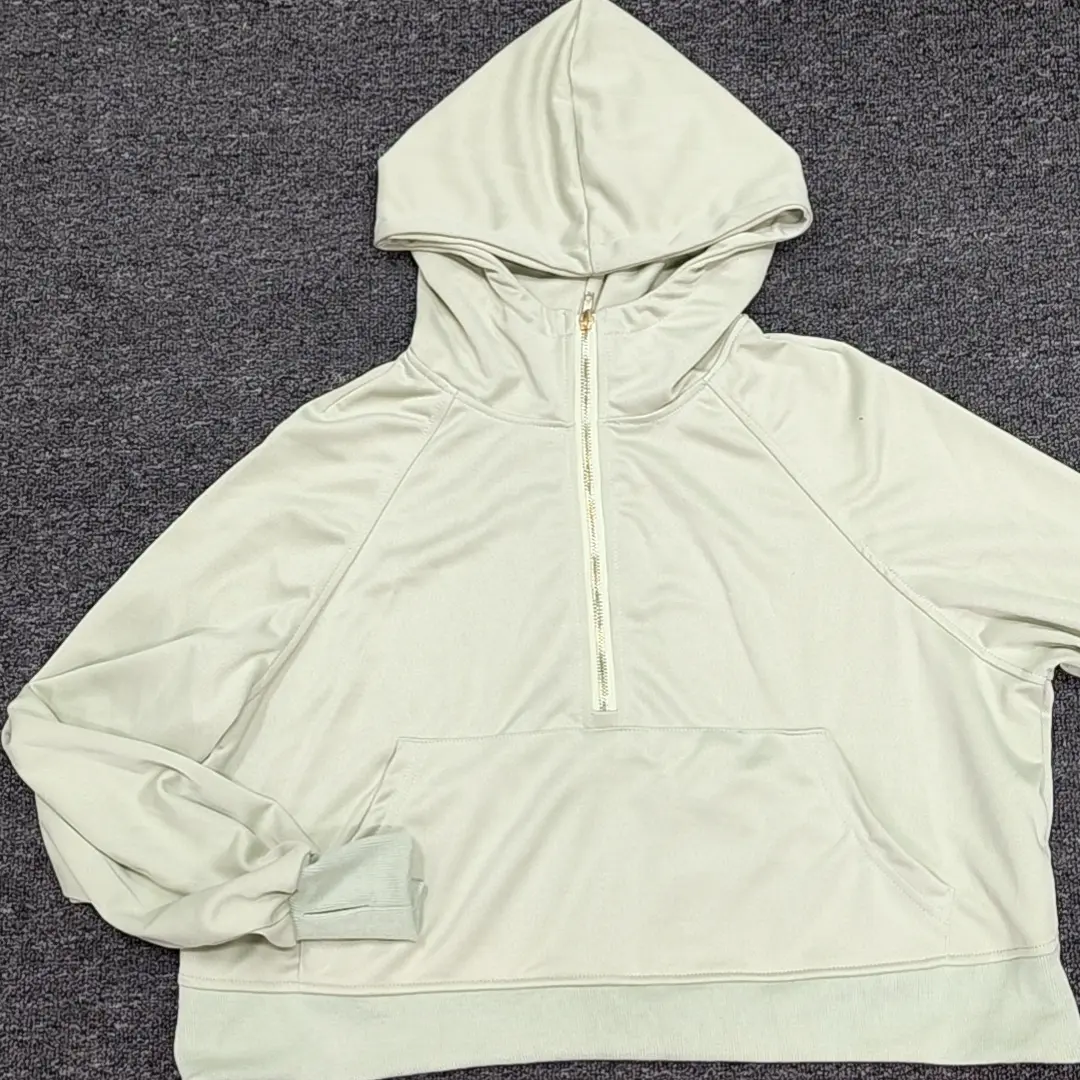 清风酷女郎广州女子运动休闲半拉链连帽卫衣外套