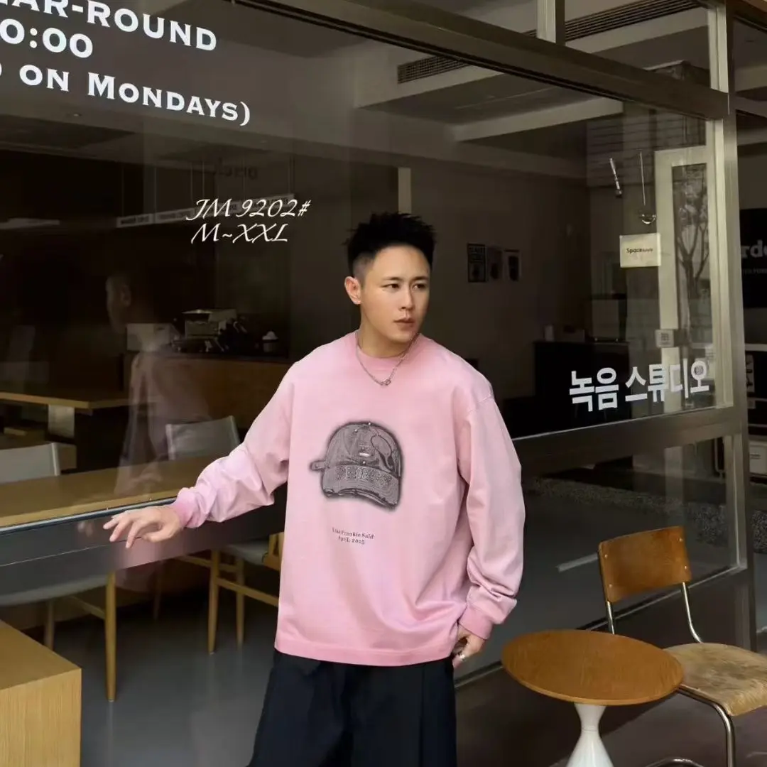 长袖活力风T恤秋做旧秋款圆领秋冬休闲