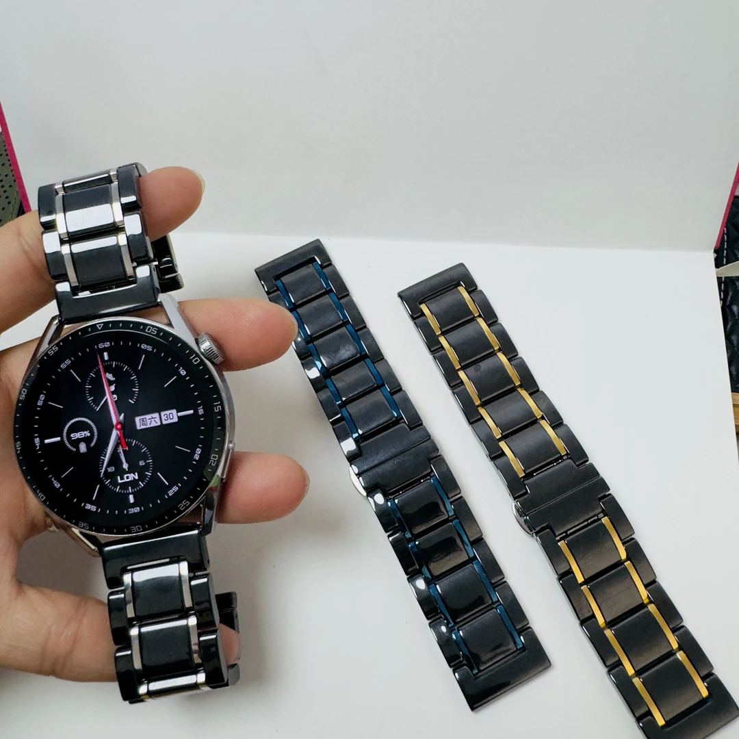 诺瑶适用华为GT2表带GT3表带gt4陶瓷表带watch4/pro双按蝴蝶扣
