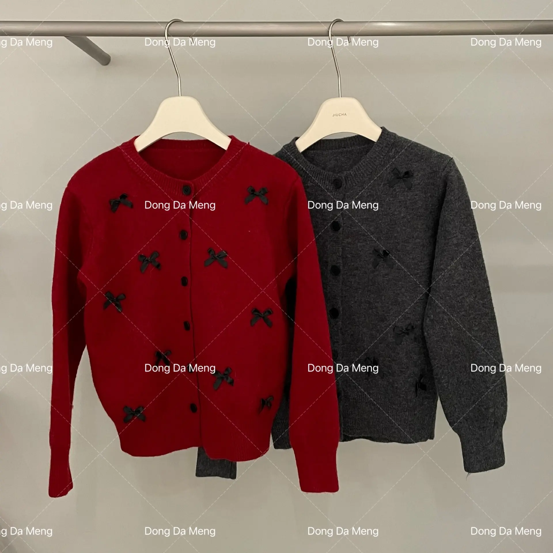 649韩系圆领蝴蝶结宽松百搭针织长袖开衫上衣打底