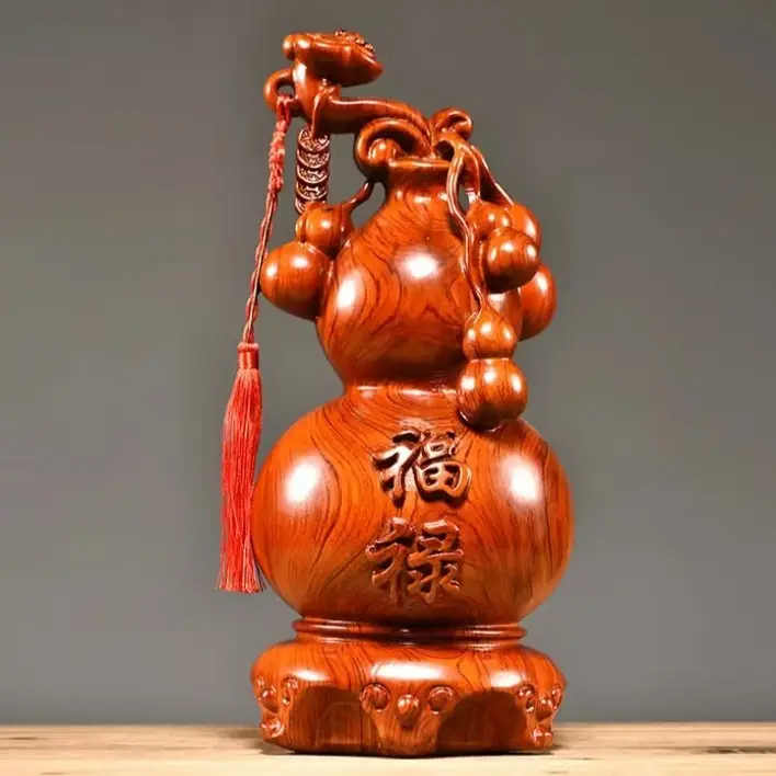 花梨木雕刻福禄如意葫芦摆件家居装饰送礼佳品(专用链接)
