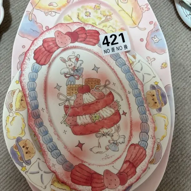 猫8.5英寸手绘深手捏汤盘菜盘hhhhhhhe